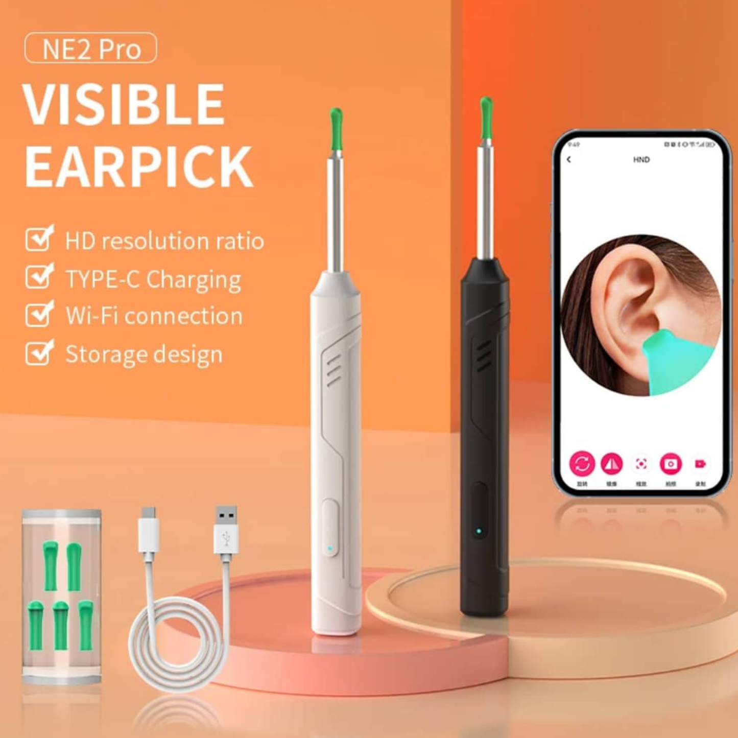 Nettoyeur d’Oreilles Intelligent Sans Fil